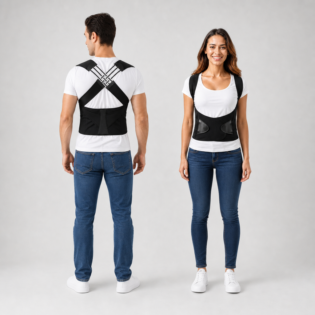 Adjustable Posture Corrector Brace front and back view